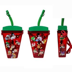 Super Mario Bros Red Plastic Portable Water Bottle 16oz